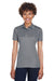 UltraClub 8210L Womens Cool & Dry Moisture Wicking Short Sleeve Polo Shirt Charcoal Grey Model Front