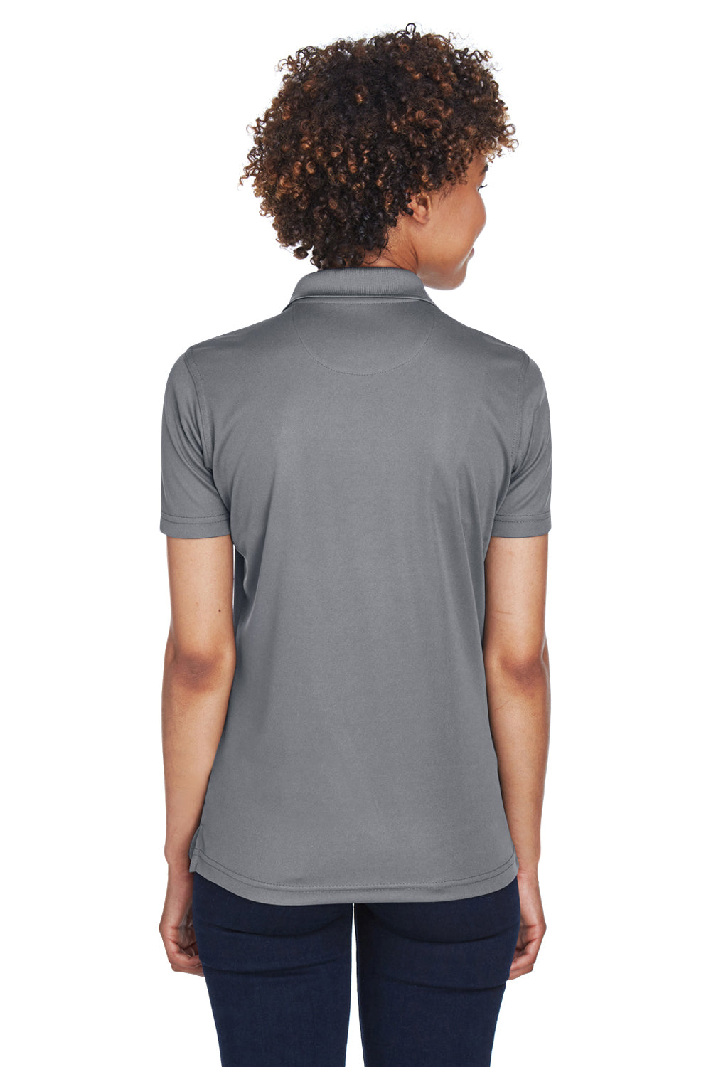 UltraClub 8210L Womens Cool & Dry Moisture Wicking Short Sleeve Polo Shirt Charcoal Grey Model Back