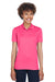 UltraClub 8210L Womens Cool & Dry Moisture Wicking Short Sleeve Polo Shirt Heliconia Pink Model Front