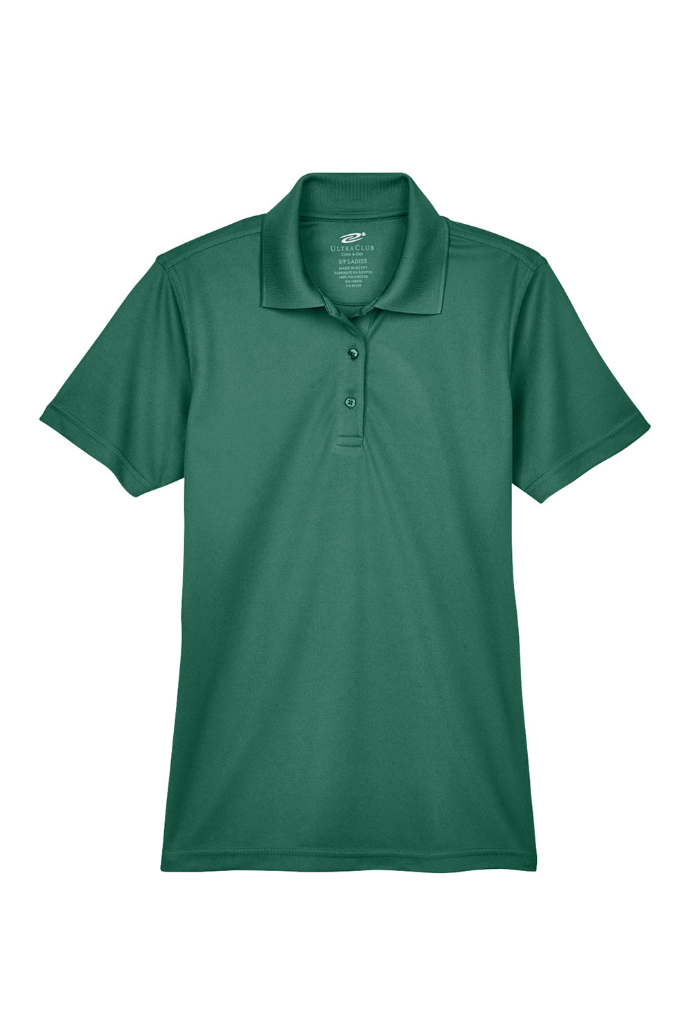 UltraClub 8210L Womens Cool & Dry Moisture Wicking Short Sleeve Polo Shirt Forest Green Flat Front