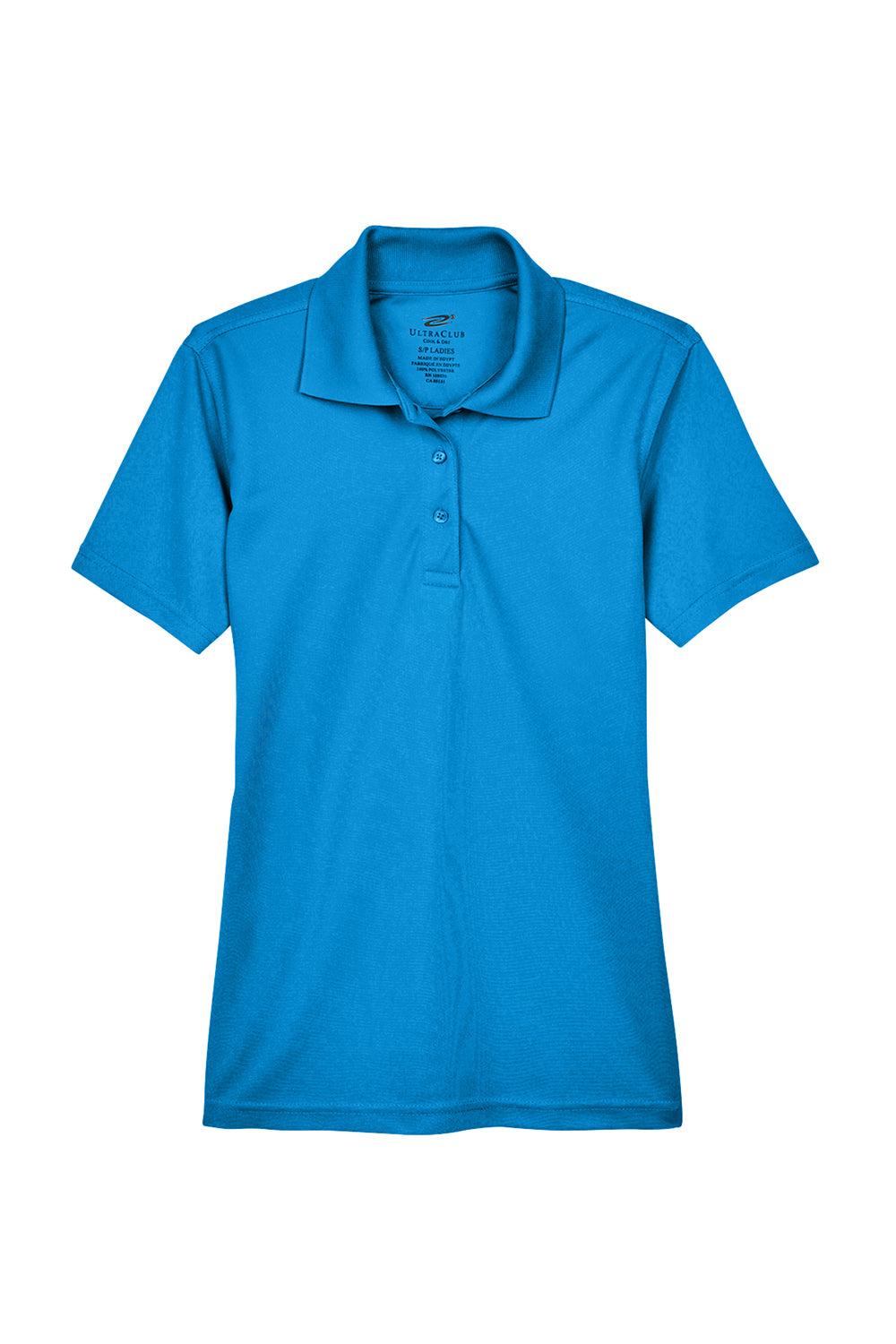 UltraClub 8210L Womens Cool & Dry Moisture Wicking Short Sleeve Polo Shirt Pacific Blue Flat Front