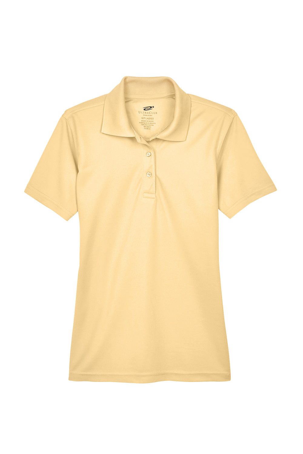 UltraClub 8210L Womens Cool & Dry Moisture Wicking Short Sleeve Polo Shirt Yellow Haze Flat Front