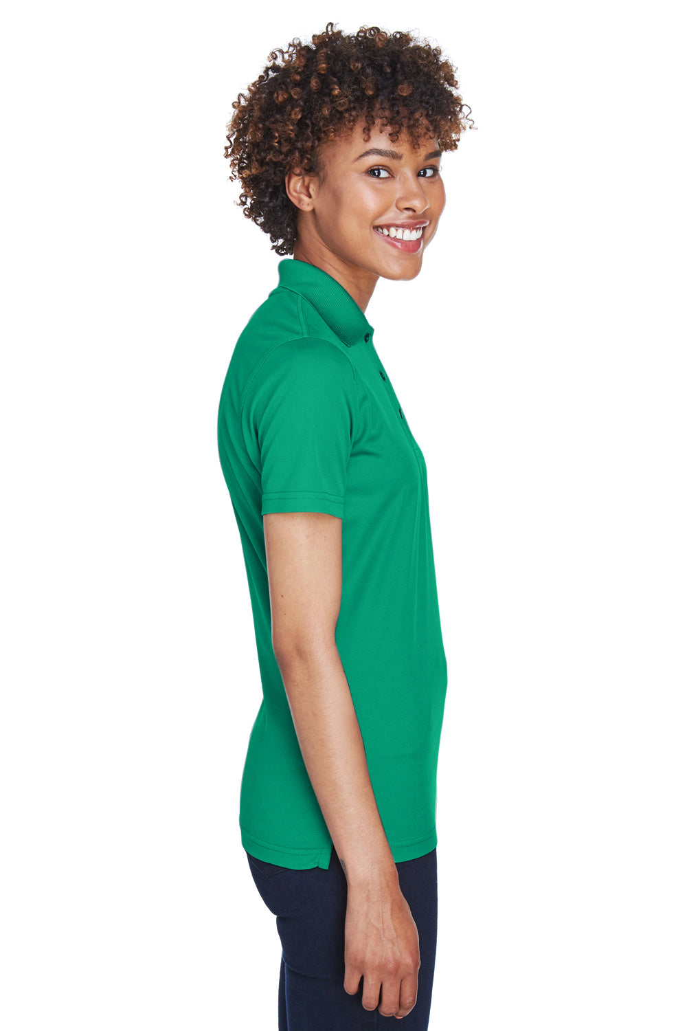 UltraClub 8210L Womens Cool & Dry Moisture Wicking Short Sleeve Polo Shirt Kelly Green Model Side
