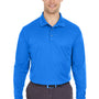 UltraClub Mens Cool & Dry Moisture Wicking Long Sleeve Polo Shirt - Royal Blue - Closeout