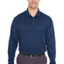 UltraClub Mens Cool & Dry Moisture Wicking Long Sleeve Polo Shirt - Navy Blue - Closeout