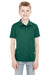 UltraClub 8210Y Youth Cool & Dry Moisture Wicking Short Sleeve Polo Shirt Forest Green Model Front