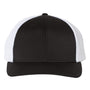 Richardson Mens Performance Moisture Wicking Snapback Trucker Hat - Black/White - NEW