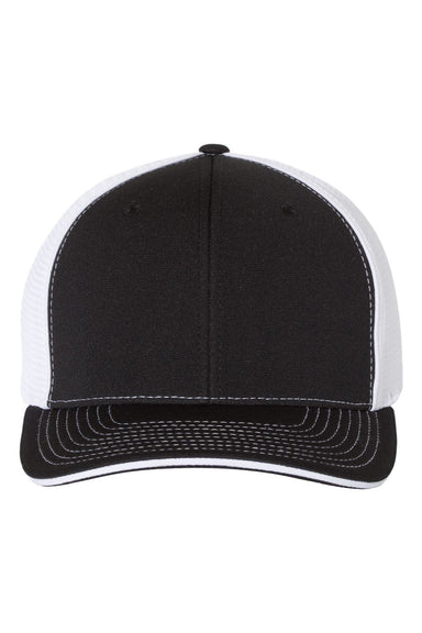 Richardson Hats 172 Mens Pulse Sportmesh R-Flex Stretch Fit Hat Black/White Flat Front