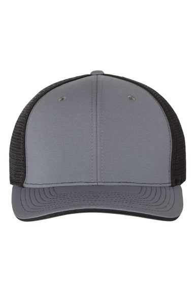 Richardson Hats 172 Mens Pulse Sportmesh R-Flex Stretch Fit Hat Charcoal Grey/Black Flat Front