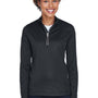 UltraClub Womens Cool & Dry Moisture Wicking 1/4 Zip Sweatshirt w/ Pocket - Black - Closeout