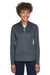 UltraClub 8230L Womens Cool & Dry Moisture Wicking 1/4 Zip Sweatshirt w/ Pocket Charcoal Grey Model Front