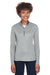 UltraClub 8230L Womens Cool & Dry Moisture Wicking 1/4 Zip Sweatshirt w/ Pocket Grey Model Front