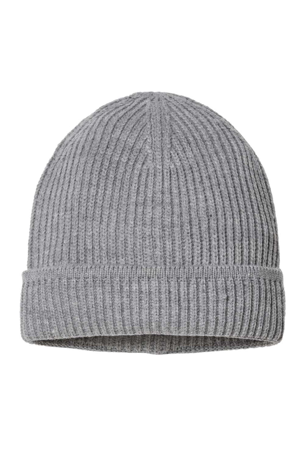 Atlantis Hats MAPLE Unisex Sustainable Finish Edge Cuffed Beanie Light Grey Melange Flat Front