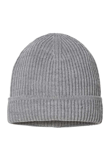 Atlantis Hats MAPLE Unisex Sustainable Finish Edge Cuffed Beanie Light Grey Melange Flat Front