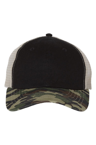 Valucap Hats 3100 Mens Contrast Stitch Mesh Back Adjustable Hat Black/Camo/Stone Flat Front
