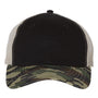 Valucap Hats Mens Contrast Stitch Mesh Back Adjustable Hat - Black/Camo/Stone - Closeout
