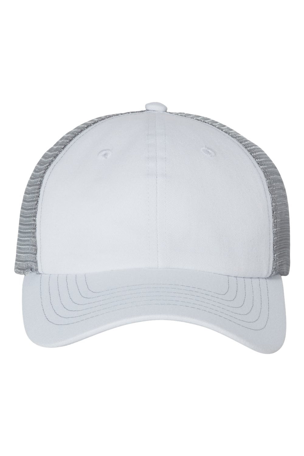Sportsman 3100 Mens Contrast Stitch Mesh Back Hat White/Grey Flat Front