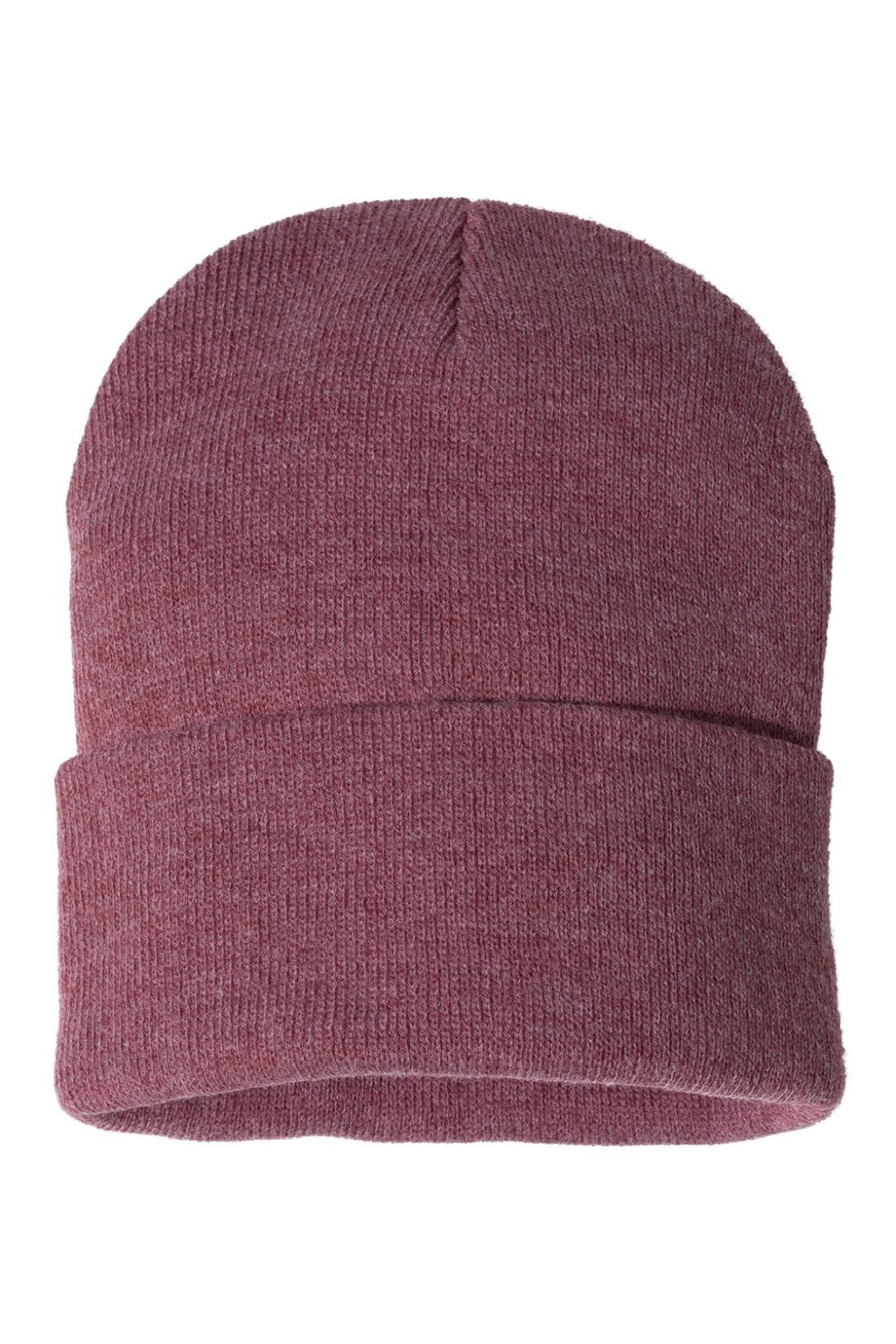 Sportsman Hats SP12 Unisex Solid Cuffed Beanie Heather Cardinal Red Flat Front