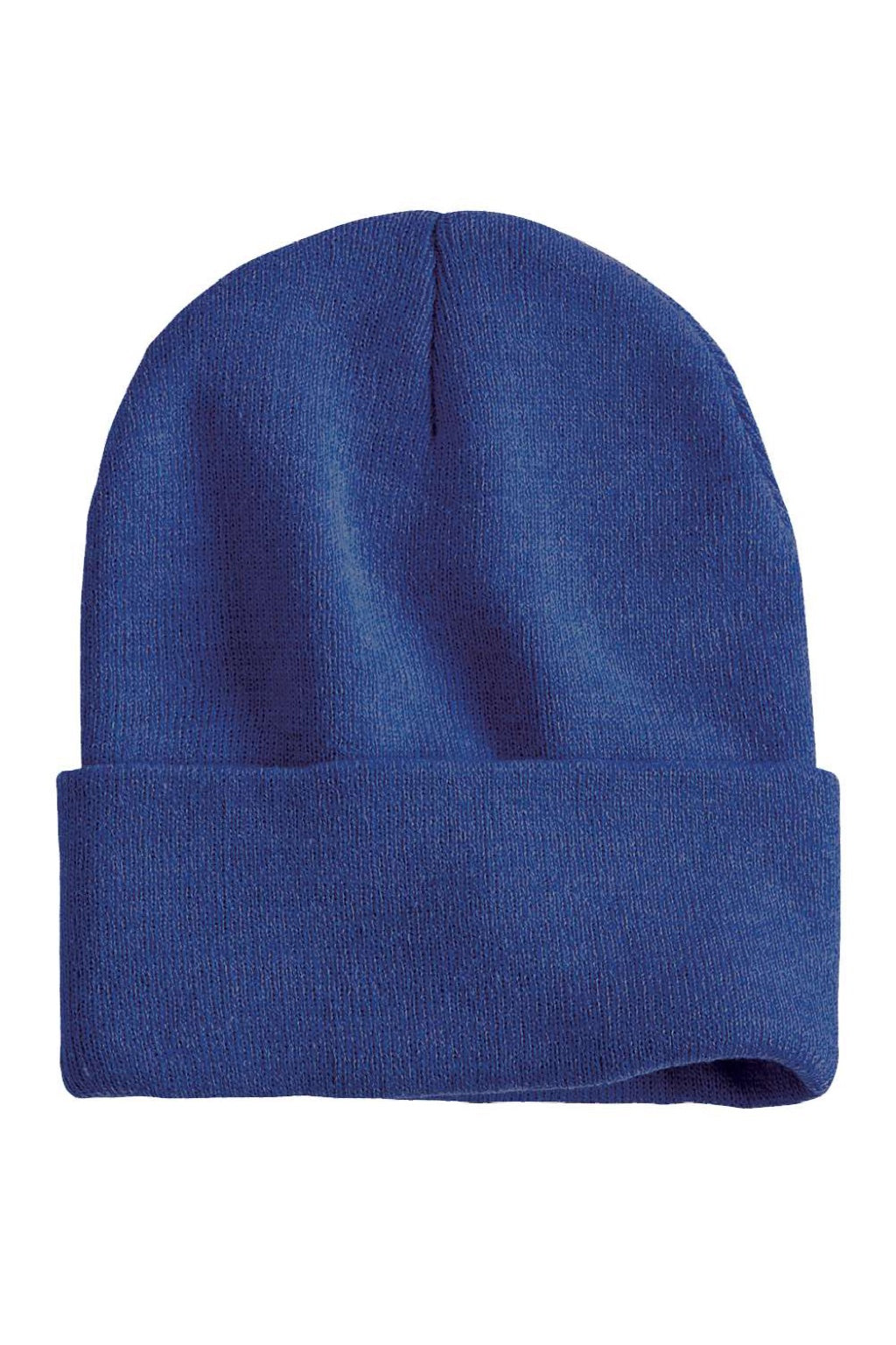 Sportsman Hats SP12 Unisex Solid Cuffed Beanie Heather Dark Royal Blue Flat Front