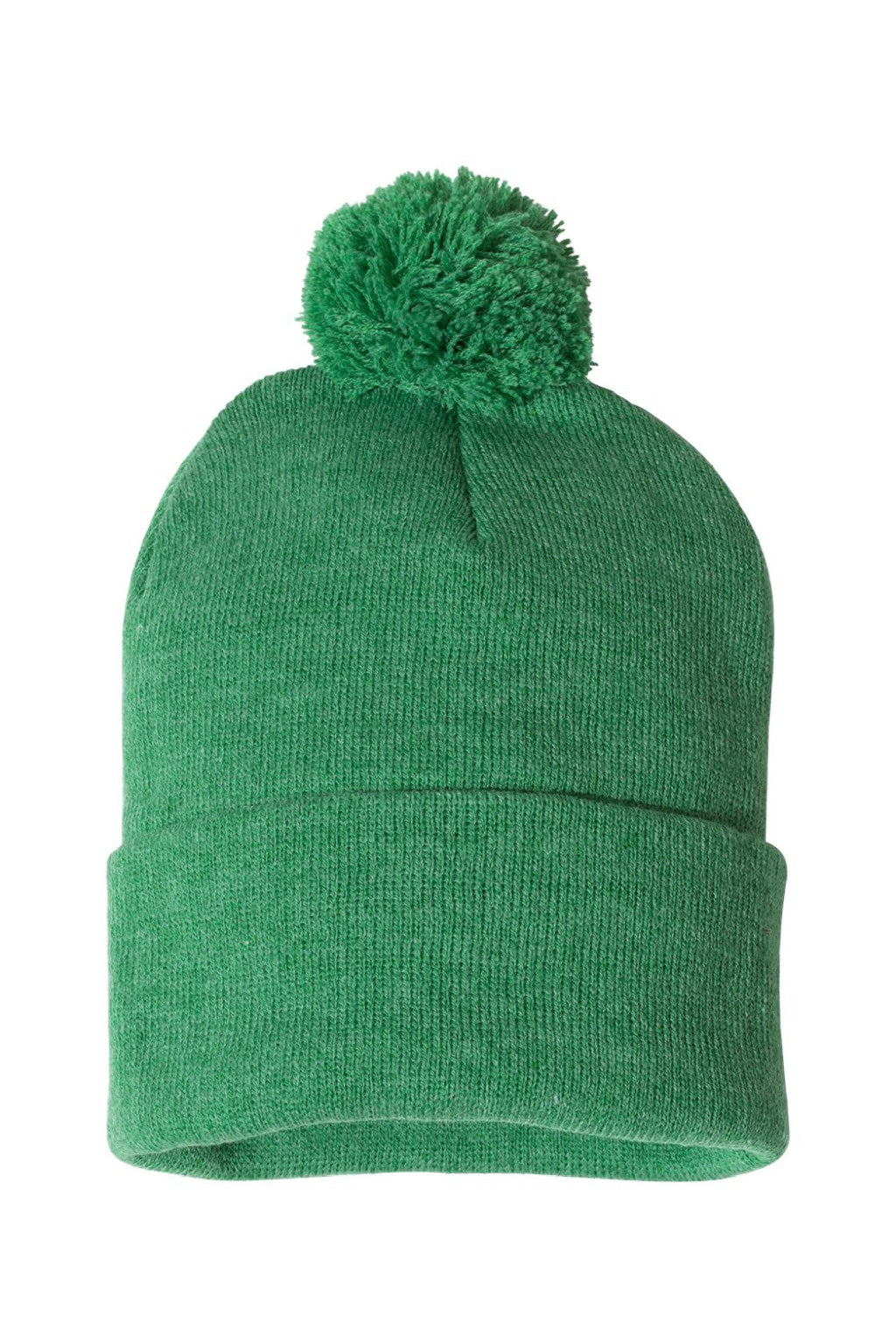 Sportsman Hats SP15 Unisex Pom-Pom Cuffed Beanie Heather Kelly Green Flat Front