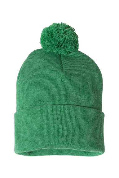 Sportsman Hats SP15 Unisex Pom-Pom Cuffed Beanie Heather Kelly Green Flat Front