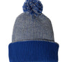 Sportsman Hats Unisex Speckled Pom-Pom Cuffed Beanie - Heather Grey/Royal Blue - Closeout