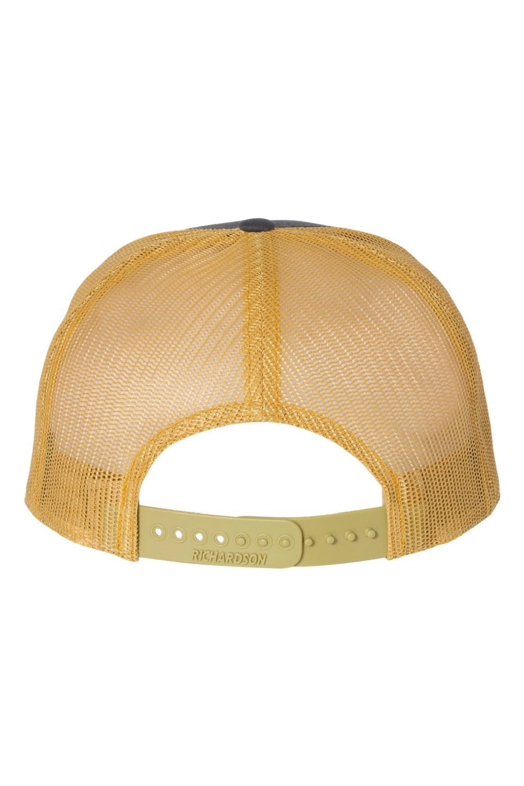 Richardson Hats 168 Mens 7 Panel Snapback Trucker Hat Charcoal Grey/Old Gold Flat Back