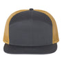 Richardson Hats Mens 7 Panel Snapback Trucker Hat - Charcoal Grey/Old Gold