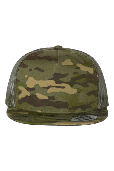 Yupoong Hats 6006/6006MC/6006W Mens Adjustable Trucker Hat Multicam Tropic/Green Flat Front