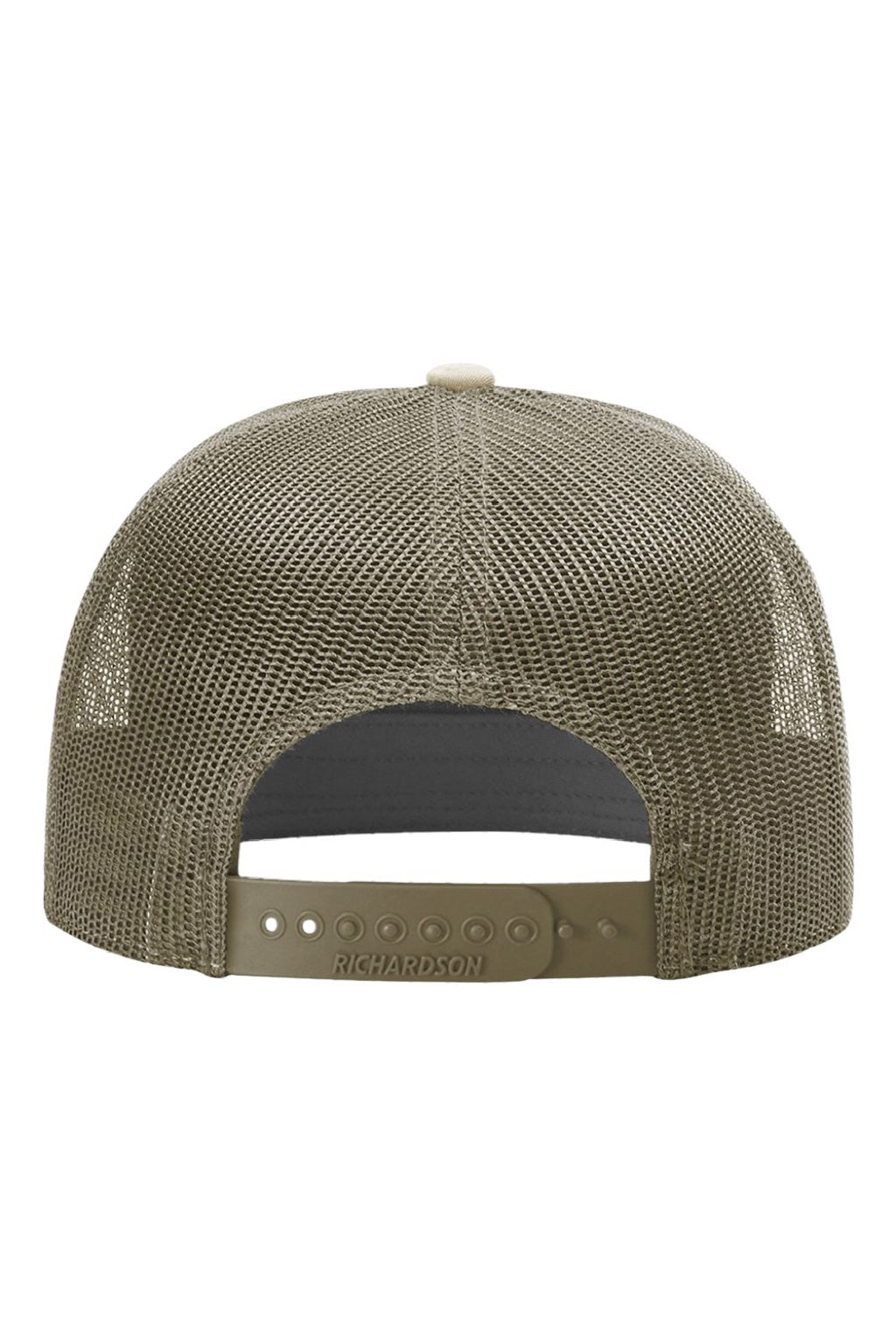 Richardson Hats 168 Mens 7 Panel Snapback Trucker Hat Pale Khaki/Loden Green Flat Back