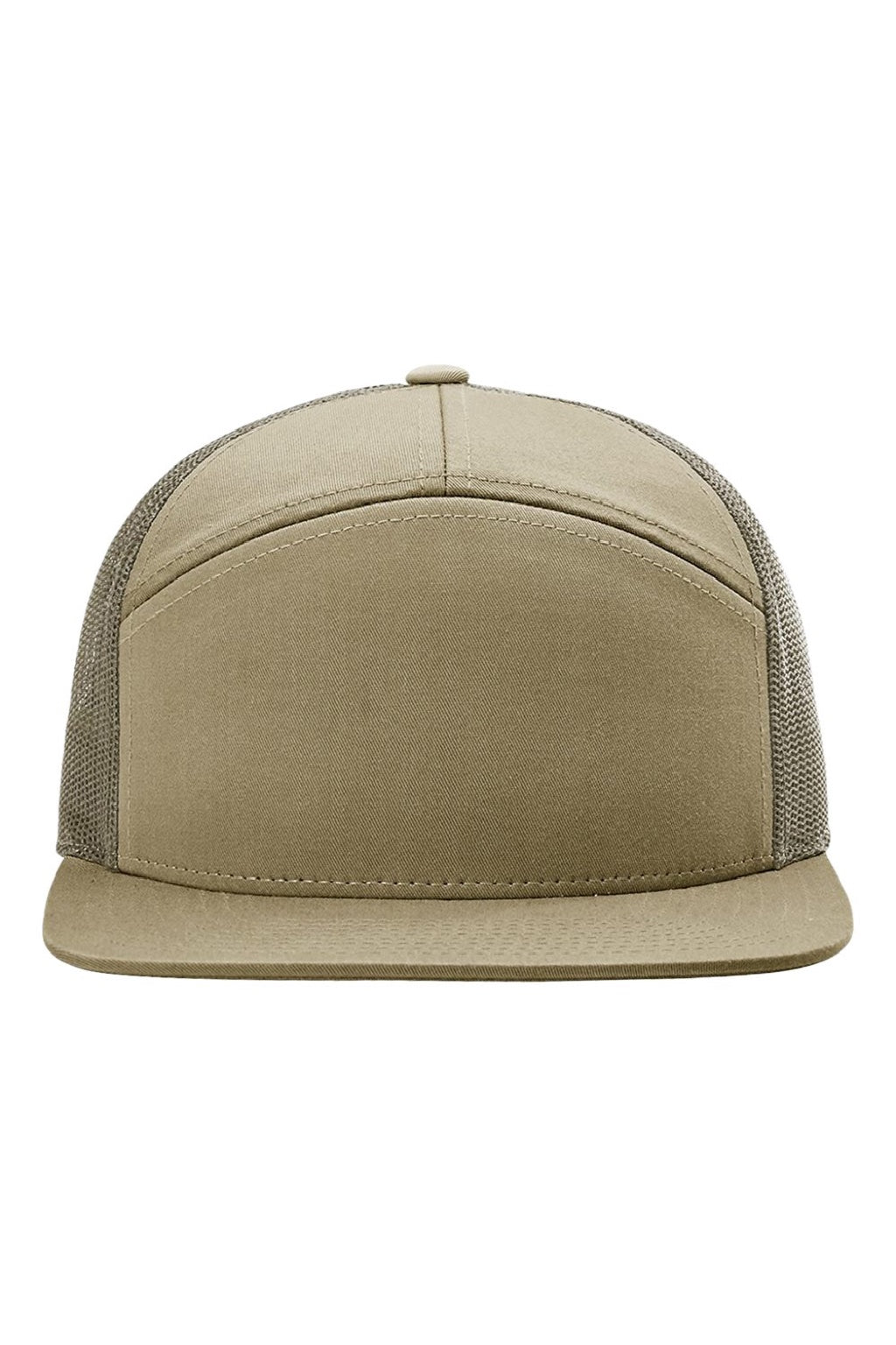 Richardson Hats 168 Mens 7 Panel Snapback Trucker Hat Pale Khaki/Loden Green Flat Front
