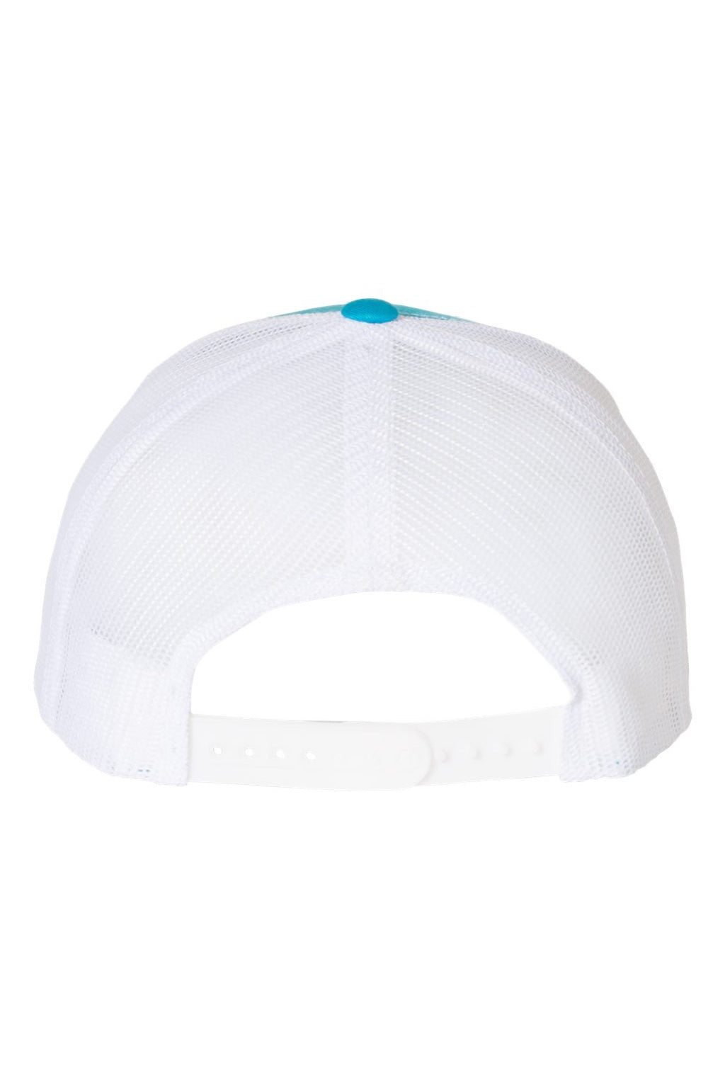 Yupoong Hats 6606 Mens Retro Snapback Trucker Hat Turquoise Blue/White Flat Back