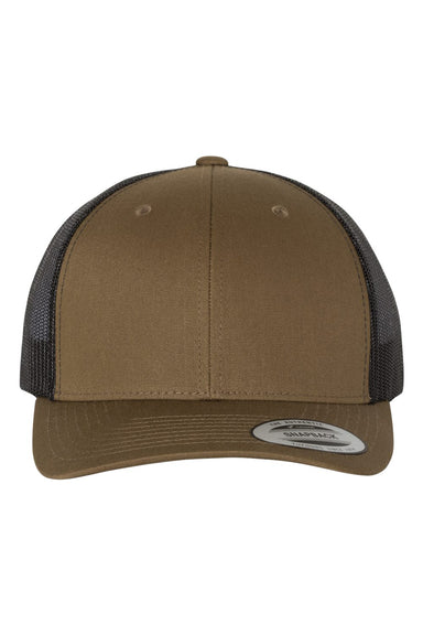 Yupoong 6606 Mens Retro Trucker Hat Coyote Brown/Black Flat Front