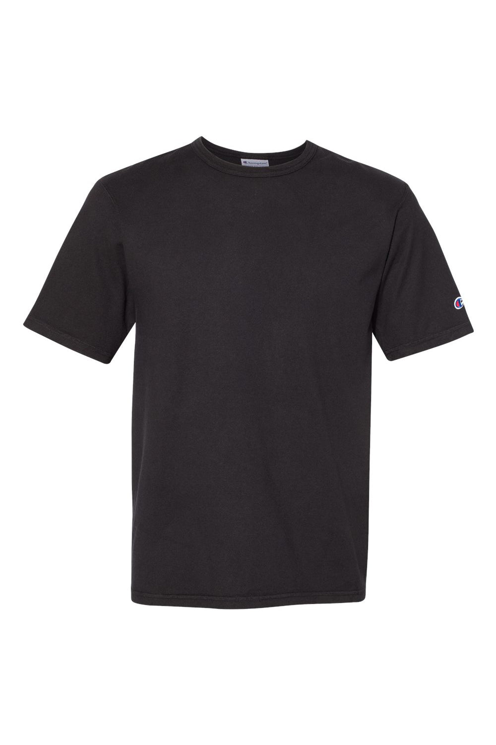 Champion CD100 Mens Garment Dyed Short Sleeve Crewneck T-Shirt Black Flat Front