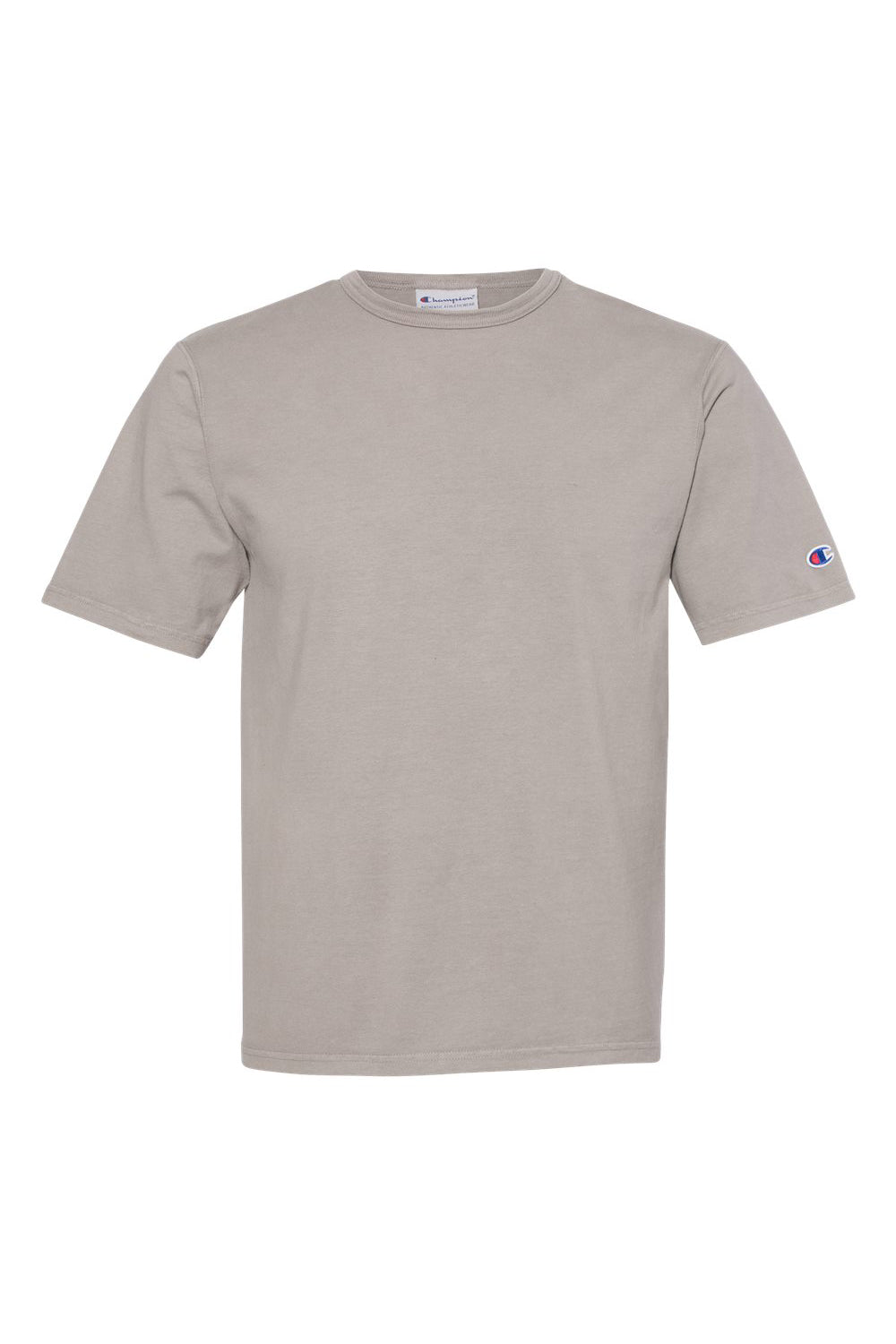 Champion CD100 Mens Garment Dyed Short Sleeve Crewneck T-Shirt Concrete Grey Flat Front