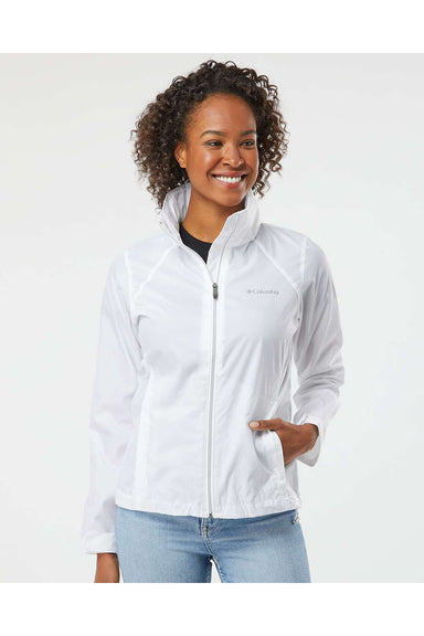 Columbia 177196 Womens Switchback III Full Zip Hooded Jacket White Model Front