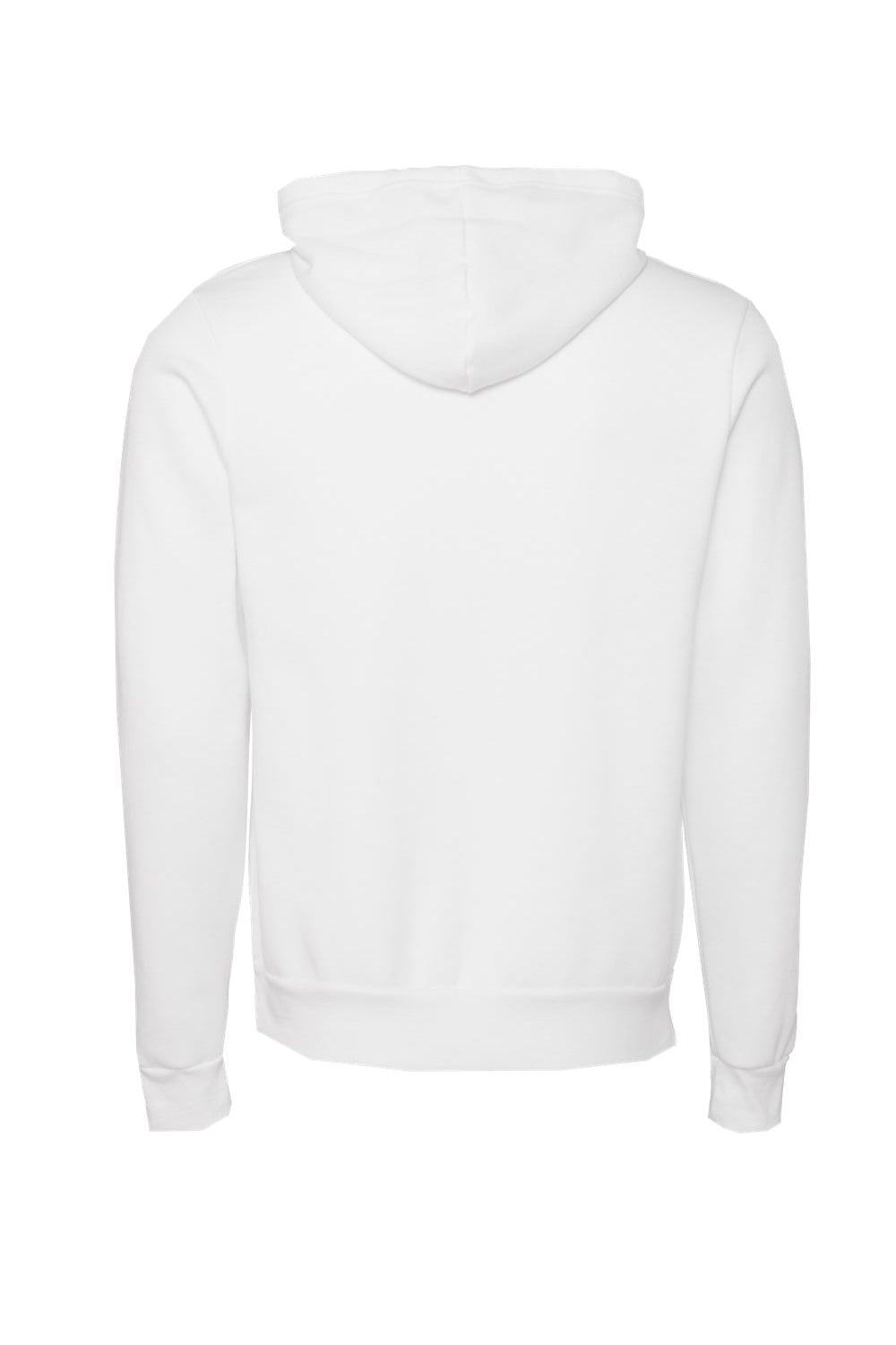 Bella + Canvas BC3719/3719 Mens Sponge Fleece Hooded Sweatshirt Hoodie DTG White Flat Back