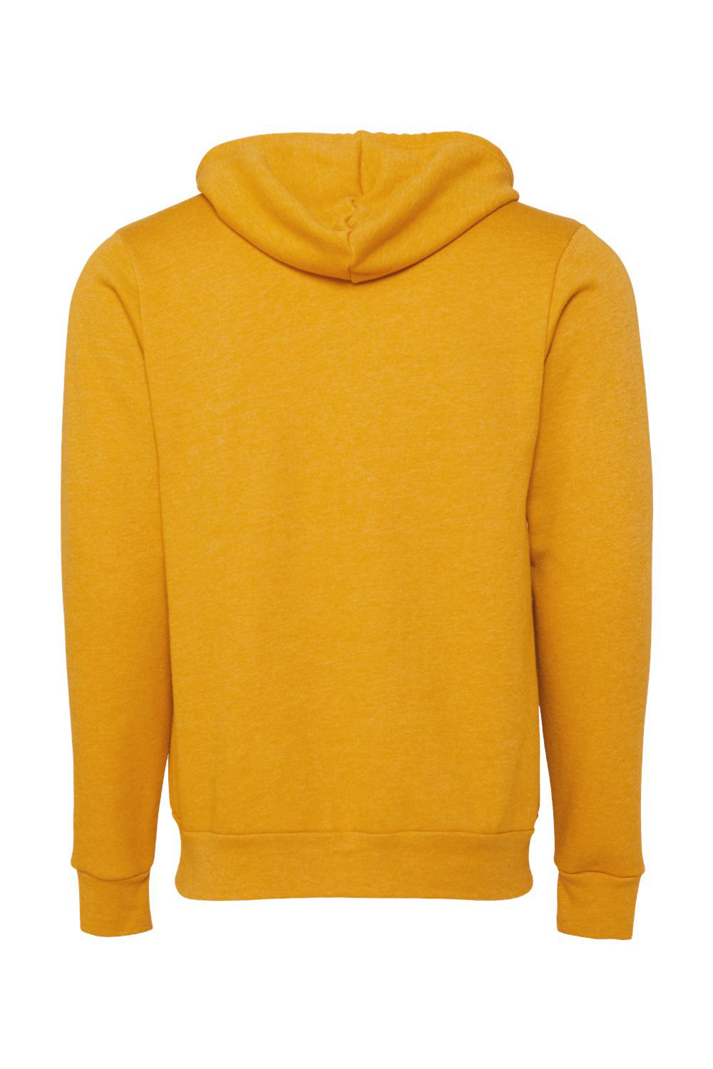 Bella + Canvas BC3739/3739 Mens Fleece Full Zip Hooded Sweatshirt Hoodie w/ Pockets Heather Mustard Yellow Flat Back