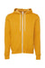 Bella + Canvas BC3739/3739 Mens Fleece Full Zip Hooded Sweatshirt Hoodie Heather Mustard Yellow Flat Front