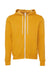 Bella + Canvas BC3739/3739 Mens Fleece Full Zip Hooded Sweatshirt Hoodie w/ Pockets Heather Mustard Yellow Flat Front