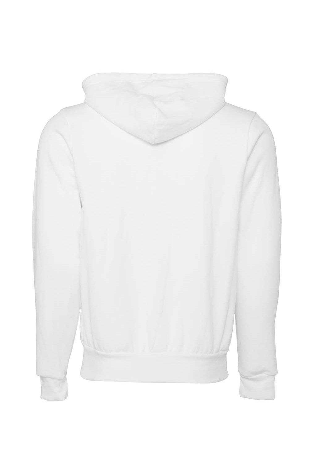 Bella + Canvas BC3739/3739 Mens Fleece Full Zip Hooded Sweatshirt Hoodie w/ Pockets DTG White Flat Back