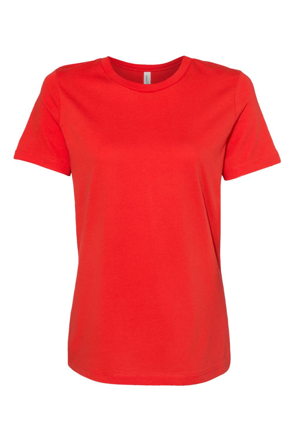 Bella + Canvas BC6400/6400 Womens Relaxed Jersey Short Sleeve Crewneck T-Shirt Poppy Red Flat Front
