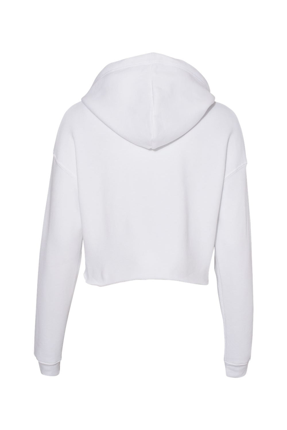 Bella + Canvas BC7502/B7502/7502 Womens Cropped Fleece Hooded Sweatshirt Hoodie White Flat Back