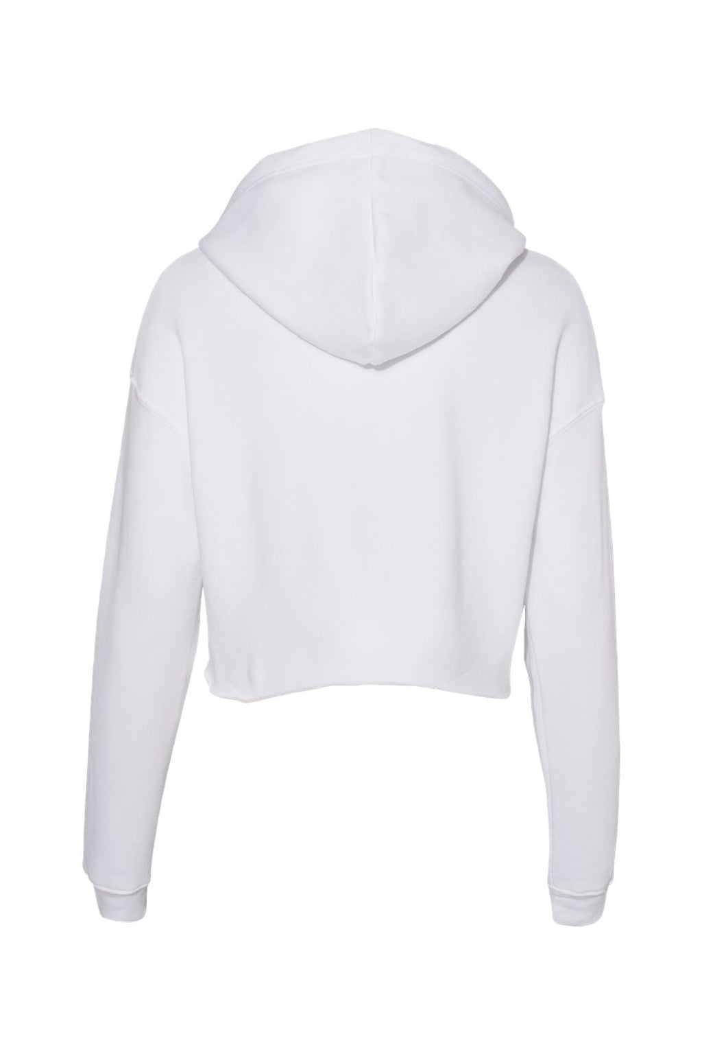 Bella + Canvas BC7502/7502 Womens Cropped Fleece Hooded Sweatshirt Hoodie White Flat Back