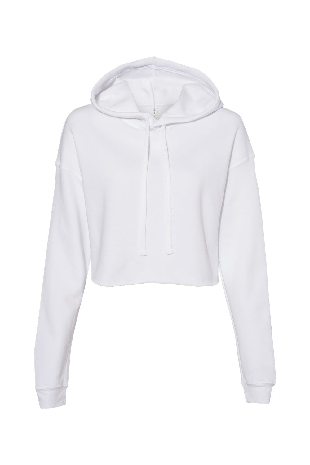 Bella + Canvas BC7502/B7502/7502 Womens Cropped Fleece Hooded Sweatshirt Hoodie White Flat Front
