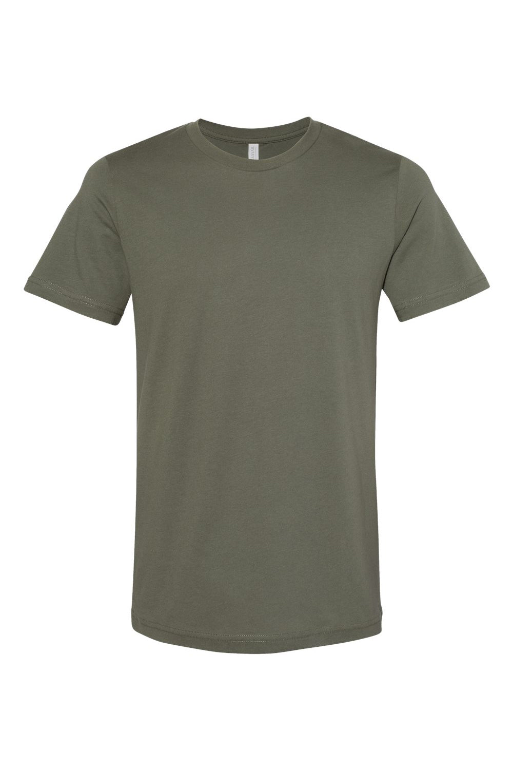 Bella + Canvas 3001U/3001USA Mens USA Made Jersey Short Sleeve Crewneck T-Shirt Military Green Flat Front