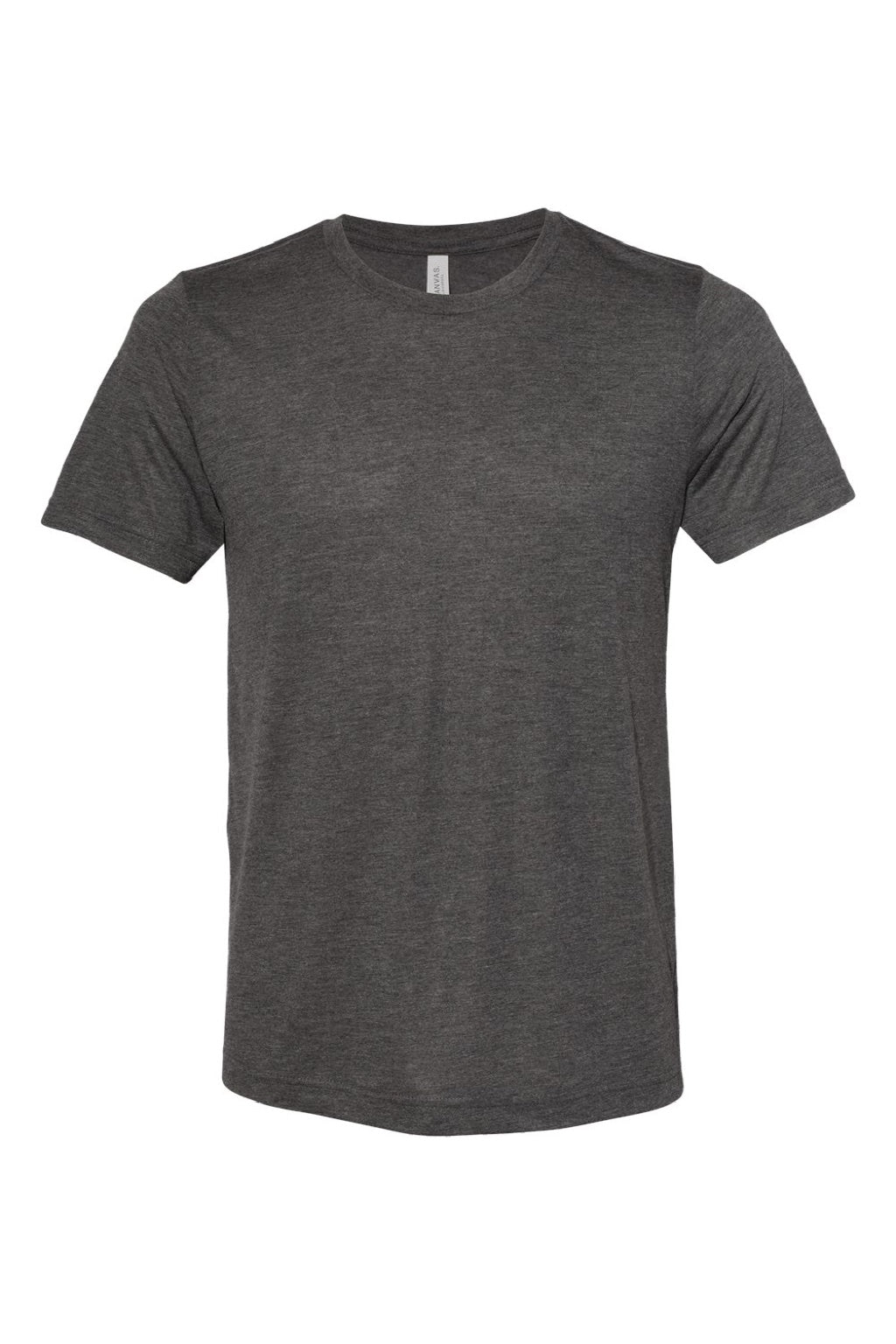 Bella + Canvas 3880 Mens Short Sleeve Crewneck T-Shirt Heather Dark Grey Flat Front