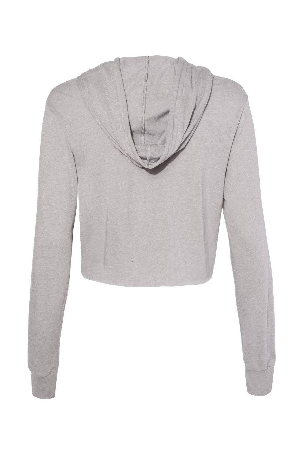 Bella + Canvas 8512 Womens Crop Long Sleeve Hooded Sweatshirt Hoodie Athletic Grey Flat Back