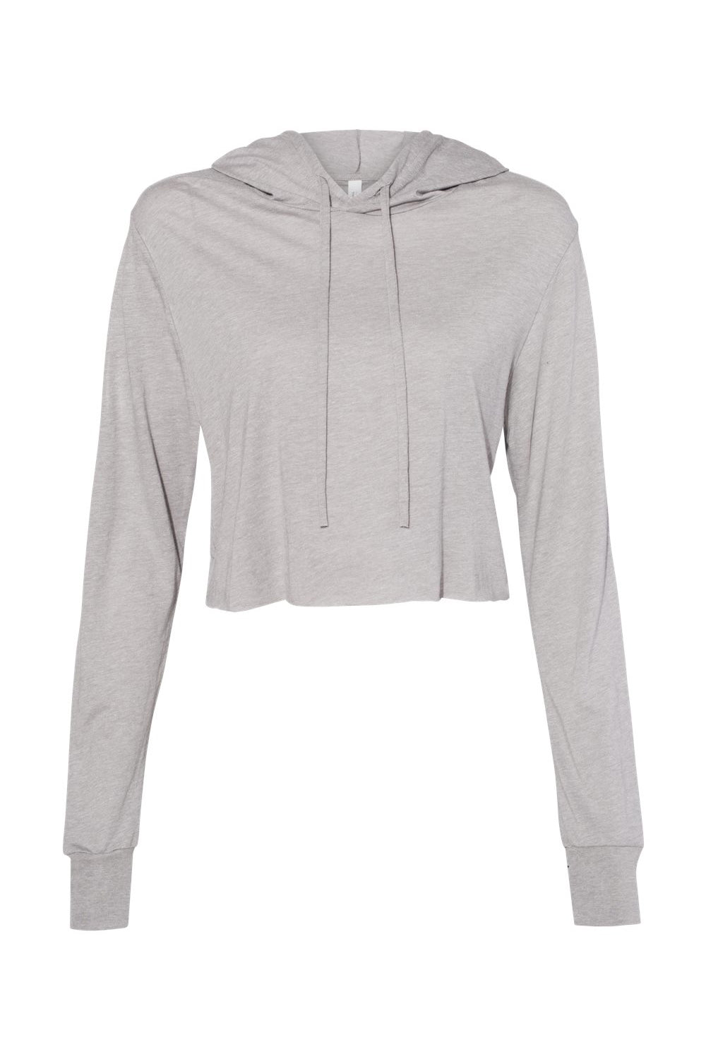 Bella + Canvas 8512 Womens Crop Long Sleeve Hooded Sweatshirt Hoodie Athletic Grey Flat Front
