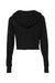 Bella + Canvas 8512 Womens Crop Long Sleeve Hooded Sweatshirt Hoodie Solid Black Flat Back